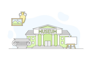 Municipal or City Services for Citizen with Museum Department Vector Illustration