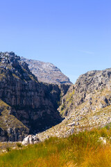 Landscape with blue sky in the Bain's Kloof, Western Cape of South Africa