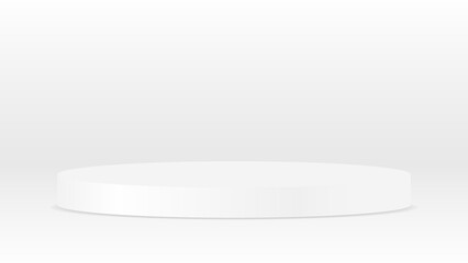 blank round pedestal. white circular awarded winner podium for outstanding luxury product advertising display on white gradient lighting background