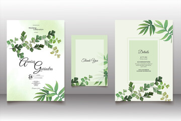 Beautiful Maidenhair Fern  wedding invitation card template premium vector