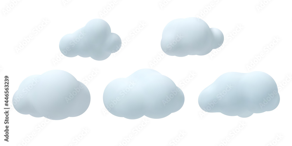 Aufkleber set of 3d vector clouds. decorative elements isolated on white background. vector illustration.