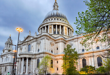 St. Paul's Cathedral at sunset, London, UK