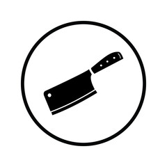 kitchen and cooking vector icons in a circle: Knife, ax, fork, spoon
