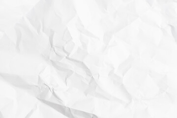 White crumpled paper texture background.