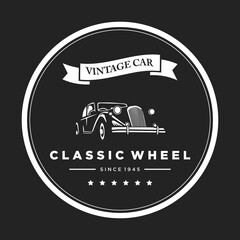Vintage car logo design vector, automotive car repair and community design premium vector with vintage and classic style
