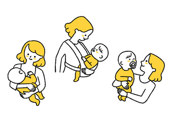 赤ちゃんを抱っこする母