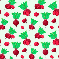 Bright seamless pattern with beetroot. Vegetables.