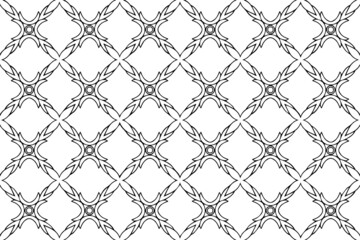 Ethnic pattern, geometric background. Oriental, Asian, Indian handmade style. Original isolated black white ornament. Template for creativity, coloring, design. 