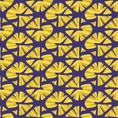 Japanese Yellow Flower Diamond Vector Seamless Pattern