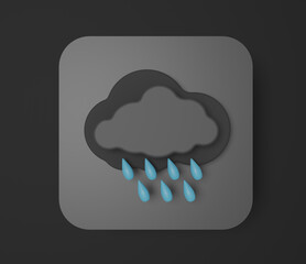 Icons heavy rain Rainy weather symbols 3D illustration Rendering