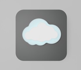 blue and white cloud weather icon 3d design, with soft flat color