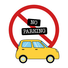 No parking with car Vector illustration