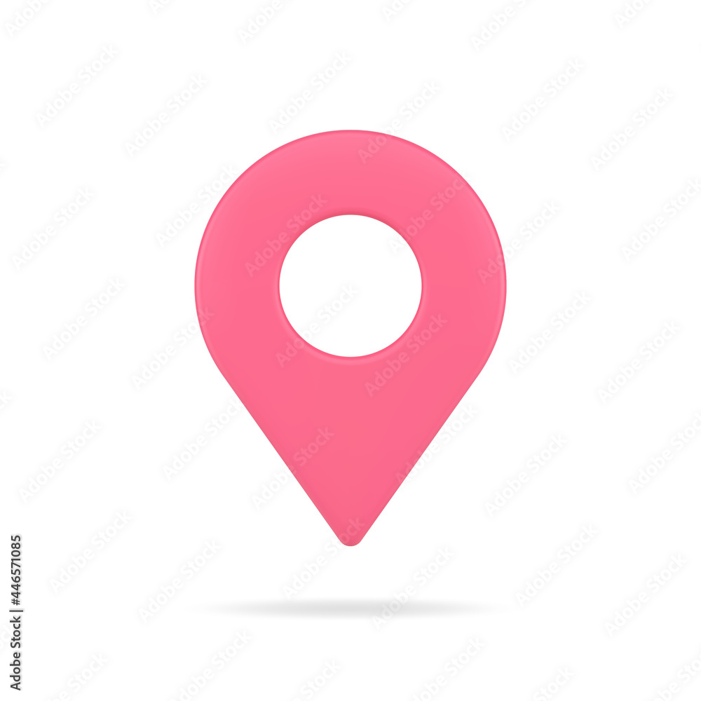 Poster map pin web 3d icon. red navigation symbol with target location