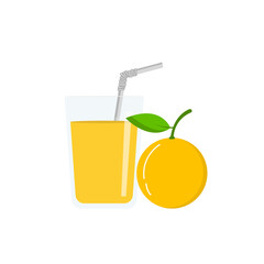 orange juice put into a clear glass, 