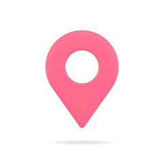 Map pin web 3d icon. Red navigation symbol with target location