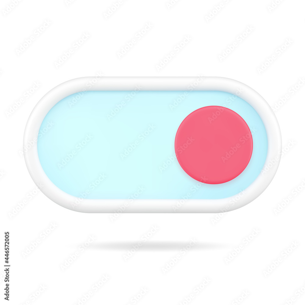 Poster switch button 3d icon. red knob for switching and adjusting electronic device