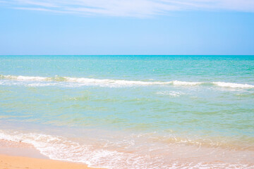 Beautiful azure sea and blue sky on the horizon. Idyllic sea landscape