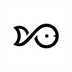 creative simple logo design initial D fish