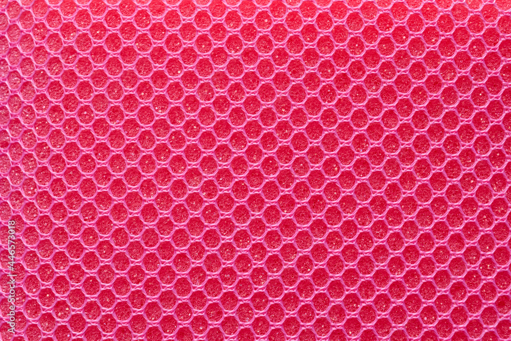 Poster full frame pink hexagon mesh pattern background.