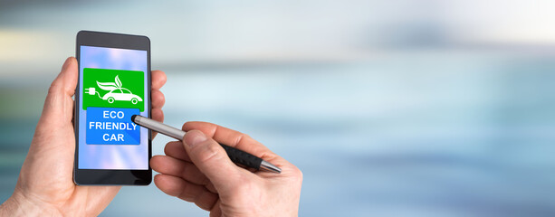 Eco friendly car concept on a smartphone