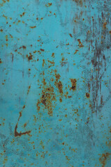 Painted in blue metal rusted background. Erosion metal. Metal rust texture.	