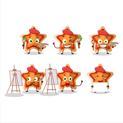 Artistic Artist of star icon cartoon character painting with a brush