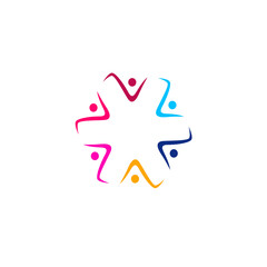 Obraz premium COLORFUL PEOPLE TOGETHER IN CIRCLE SIGN, SYMBOL, ART, LOGO ISOLATED ON WHITE