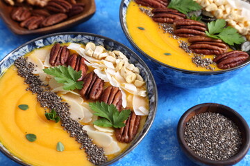 Smoothie bowl with pumpkin.