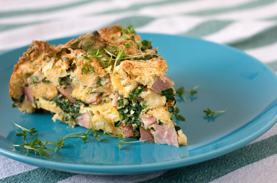 baked stuffing of bread, ham and herbs