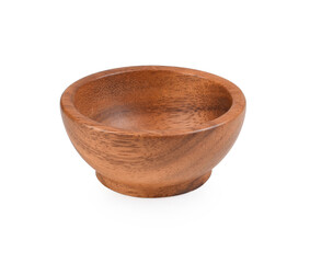 Wooden bowl isolated on white background.