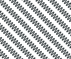 Zig Zag lines pattern. Black wavy line on white background. Abstract wave, vector illustration