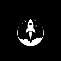 Rocket icon isolated on dark background 