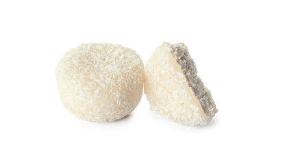 Tasty Japanese mochi on white background