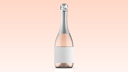 Mockup template design of a champagne wine bottle. Isolated on white background. The bottle used for champagne, chardonnay, and white wine, place your design and use for presentations. 3D rendering.  © Antro_Nero