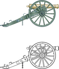 antique field artillery canon - obrazy, fototapety, plakaty