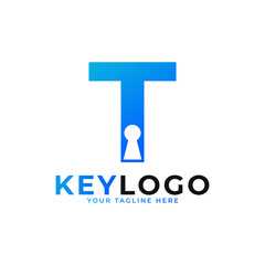 Initial Letter T Keyhole Logo Icon. Logo Protection Symbol Vector Logo Design