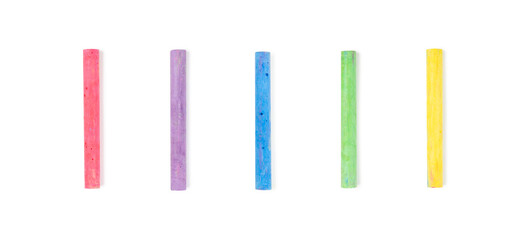 Color chalk stick on isolated white background