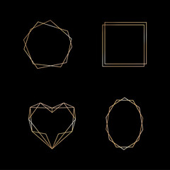 Gold collection of geometric frame. Decorative element for card, invitation. Art deco style for wedding invitation.