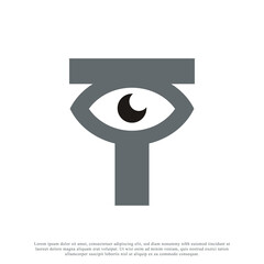 Abstract Initial Letter T with Eye Logo Design. Vector Illustration