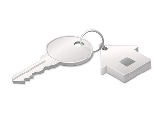 House key concept. Colored Isometric illustration. 3d image. Isolated on white background.