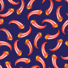 Seamless vector colorful pattern design illustration of cartoon hot pepper in red tones