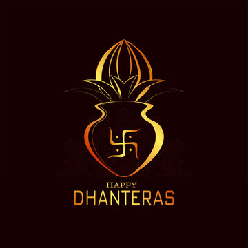 Dhanteras festival card. Creative vector Illustration for Happy Dhanteras with nice and creative Kalash.