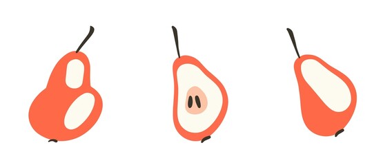 Vector illustration of pears. Set of pears. Isolated pear.