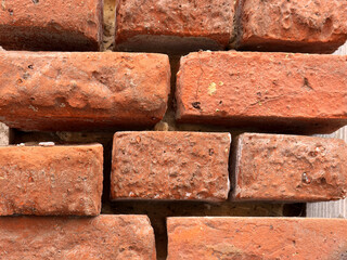 Red brick wall. After sand blasting.