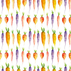 Pattern with vegetables. Carrot seamless background. Healthy lifestyle.