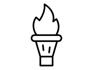 torch fire single isolated icon with outline style