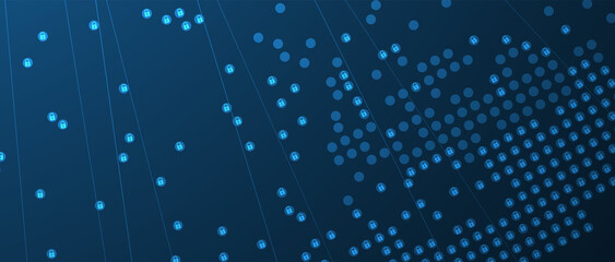 internet digital security technology concept for business background. Lock on circuit board