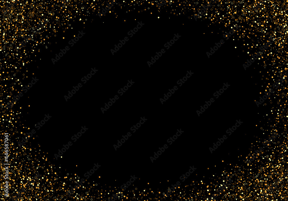 Poster black background with flaming golden particles.abstract vector festive background with gold glitters