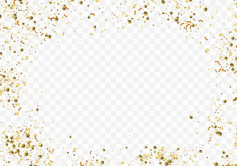 Gold glitter texture on transparent background. Vector illustration for golden shimmer background. For sale gift card, brightly vibrant certificate, voucher.