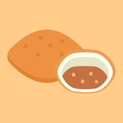 シンプルでかわいいカレーパンのイラスト フラットデザイン